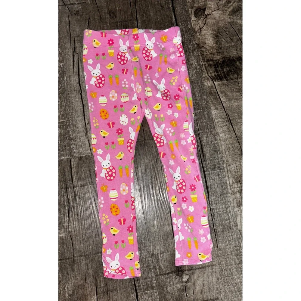 Gymboree Girls 3T Easter Outfit Pink Bunny‎ Egg Basket Shirt and Leggings Set